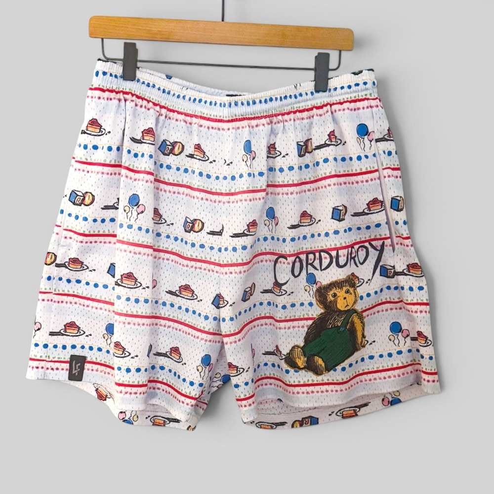 Lost‎ Files Corduroy Bear Shorts Men's Size 2XL White